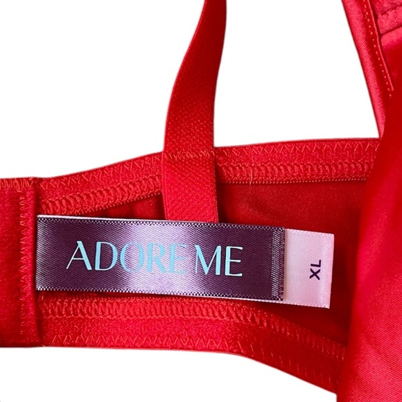 NWT Adore Me Ivana Women's Bodysuit Lingerie Satin Bow tie Underwire Red Strappy - Picture 10 of 11